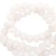 Faceted glass beads 8x6mm disc Soft white-pearl shine coating